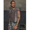 image:imageRoseSeek Mens Sequin Tank Top Glitter Crew Neck Sleeveless Tops Party Club Vest Rave Outfits StreetwearBrown