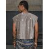 image:imageRoseSeek Mens Sequin Tank Top Glitter Crew Neck Sleeveless Tops Party Club Vest Rave Outfits StreetwearDark Beige