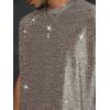 image:imageRoseSeek Mens Sequin Tank Top Glitter Crew Neck Sleeveless Tops Party Club Vest Rave Outfits StreetwearDark Beige