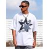 image:imageRoseSeek Mens Stars Graphic Tees Short Sleeve Crew Neck T Shirts Loose Fit TShirtsWhite and Blue