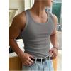 image:imageRoseSeek Mens Summer Tank Top Scoop Neck Knit Gym Workout Muscle Tank Undershirt Sleeveless ShirtsPure Deep Grey