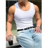 image:imageRoseSeek Mens Summer Tank Top Scoop Neck Knit Gym Workout Muscle Tank Undershirt Sleeveless ShirtsSolid White