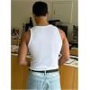 image:imageRoseSeek Mens Summer Tank Top Scoop Neck Knit Gym Workout Muscle Tank Undershirt Sleeveless ShirtsSolid White
