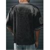 image:imageRoseSeek Mens Vintage Satin Jersey Shirts V Neck Short Sleeve Graphic Tees Basketball T Shirt StreetwearBlack