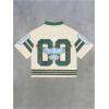 image:imageRoseSeek Mens Y2K Mesh Jersey Shirts V Neck Half Sleeve Number Graphic Tees Color Block Sport T ShirtBeige Green