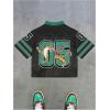 image:imageRoseSeek Mens Y2K Mesh Jersey Shirts V Neck Half Sleeve Number Graphic Tees Color Block Sport T ShirtGreen Black
