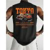 image:imageRoseSeek Retro Graphic Tank Top for Men Crew Neck Summer Sleeveless Tops Hippop StreetwearBlack and Orange