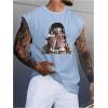 image:imageRoseSeek Retro Graphic Tank Top for Men Crew Neck Summer Sleeveless Tops Hippop StreetwearBlue