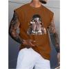 image:imageRoseSeek Retro Graphic Tank Top for Men Crew Neck Summer Sleeveless Tops Hippop StreetwearBrown