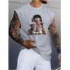 image:imageRoseSeek Retro Graphic Tank Top for Men Crew Neck Summer Sleeveless Tops Hippop StreetwearGrey