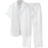 image:imageRoseSeek Mens 2 Piece Linen Sets Short Sleeve Button Down Shirts Drawstring High Waisted Pants Vacation OutfitsWhite