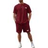 image:imageRoseSeek Mens Big and Tall Shorts Set Short Sleeve T Shirt and Track Shorts Clothing Set 2 Piece OutfitsBurgundy