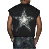 image:imageRoseSeek Mens Glitter Rhinestone Shirt Star Tank Top Crewneck Cap Sleeve Vest Tops StreetwearBlack