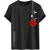 image:imageRoseSeek Mens Graphic Tees Floral Print Short Sleeve Crew Neck Vintage Tee Shirt Casual Summer Tee TopsBlack