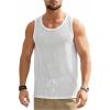 image:imageRoseSeek Mens Hollow Out Knit Tank Tops Crew Neck Sleeveless Tops Sports Streetwear Summer OutfitsWhite