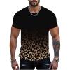 image:imageRoseSeek Mens Leopard Ombre Summer Tops Crew Neck Short Sleeve Graphic Tees Vintage T Shirt TrendyBrown and Black