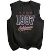 image:imageRoseSeek Mens Number Print Jersey Tank Top Crew Neck Sleeveless Graphic Vest TopsBlack