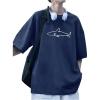 image:imageRoseSeek Mens Oversized Graphic Tees Half Sleeve Drop Shoulder Summer Casual T ShirtDark Blue