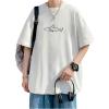 image:imageRoseSeek Mens Oversized Graphic Tees Half Sleeve Drop Shoulder Summer Casual T ShirtWhite