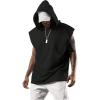image:imageRoseSeek Mens Plus Size Hooded Tank Tops Sleeveless Drawstring Tank Hoodies Workout Gym Muscle T ShirtBlack