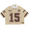 image:imageRoseSeek Mens Retro Button Down Jersey Shirts Number Graphic Collared Baseball Shirt Short Sleeve StreetwearKhaki