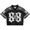 image:imageRoseSeek Mens Retro Y2k Mesh Jersey Shirts V Neck Number Graphic Tees Half Sleeve Baggy T Shirt StreetwearBlack and White