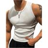 image:imageRoseSeek Mens Ribbed Sleeveless Tank Tops Crew Neck Slim Fit Gym Work Tank Undershirts Summer TopsWhite