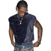 image:imageRoseSeek Mens Sequin Tank Top Glitter Crew Neck Sleeveless Tops Party Club Vest Rave Outfits StreetwearDeep Blue