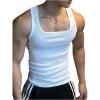 image:imageRoseSeek Mens Sleeveless Tank Tops Square Neck Ribbed Knit Slim Fit Basic Gym Workout Tank UndershirtsWhite
