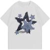 image:imageRoseSeek Mens Stars Graphic Tees Short Sleeve Crew Neck T Shirts Loose Fit TShirtsWhite and Blue