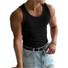 image:imageRoseSeek Mens Summer Tank Top Scoop Neck Knit Gym Workout Muscle Tank Undershirt Sleeveless ShirtsPlain Black