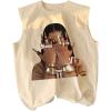 image:imageRoseSeek Retro Graphic Tank Top for Men Crew Neck Summer Sleeveless Tops Hippop StreetwearApricot