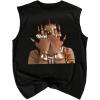 image:imageRoseSeek Retro Graphic Tank Top for Men Crew Neck Summer Sleeveless Tops Hippop StreetwearGraphic Black