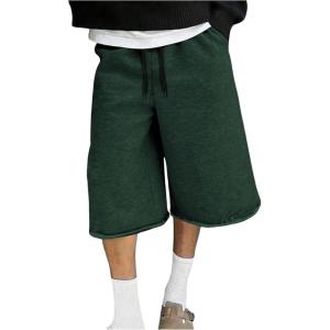 image:imageRoseSeek Mens 34 Length Sweatpants Drawstring Waist Straight Leg Sports Cropped Pants with Pockets StreetwearDark Green