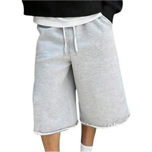 image:imageRoseSeek Mens 34 Length Sweatpants Drawstring Waist Straight Leg Sports Cropped Pants with Pockets StreetwearGrey
