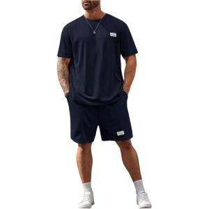 image:imageRoseSeek Mens Big and Tall Shorts Set Short Sleeve T Shirt and Track Shorts Clothing Set 2 Piece OutfitsDeep Blue