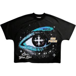 image:imageRoseSeek Mens Cartoon Graphic Tees Crew Neck Sleeve T Shirts Baggy Drop Shoulder Summer Tops StreetwearBlack