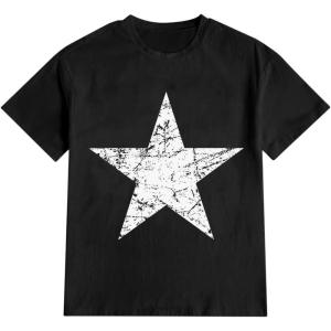 image:imageRoseSeek Mens Cartoon Graphic Tees Crew Neck Sleeve T Shirts Baggy Drop Shoulder Summer Tops StreetwearBlack and White