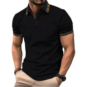 image:imageRoseSeek Mens Collared Neck Half Button Golf Shirts Short Sleeve Work Shirt Casual Performance TopsBlack