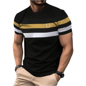 image:imageRoseSeek Mens Color Block Short Sleeve Tee Shirts Casual Crewneck T Shirt Trendy Summer TopsBlack