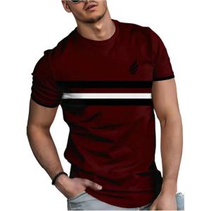 image:imageRoseSeek Mens Color Block Short Sleeve Tee Shirts Casual Crewneck T Shirt Trendy Summer TopsBlack and Red