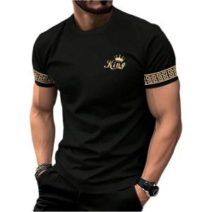 image:imageRoseSeek Mens Color Block Short Sleeve Tee Shirts Casual Crewneck T Shirt Trendy Summer TopsBrown and Black
