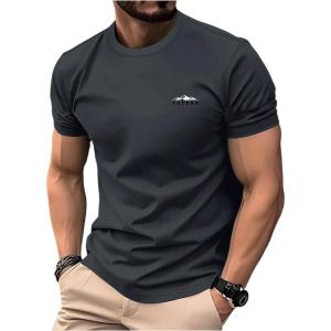 image:imageRoseSeek Mens Color Block Short Sleeve Tee Shirts Casual Crewneck T Shirt Trendy Summer TopsDeep Dark Grey