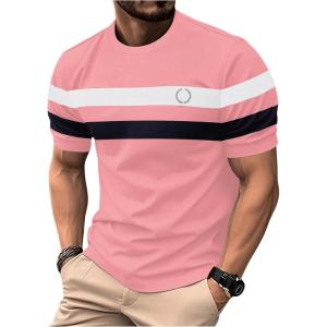 image:imageRoseSeek Mens Color Block Short Sleeve Tee Shirts Casual Crewneck T Shirt Trendy Summer TopsDusty Pink