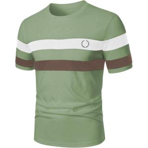 image:imageRoseSeek Mens Color Block Short Sleeve Tee Shirts Casual Crewneck T Shirt Trendy Summer TopsGreen