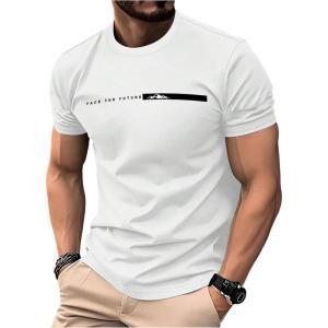 image:imageRoseSeek Mens Color Block Short Sleeve Tee Shirts Casual Crewneck T Shirt Trendy Summer TopsPure White