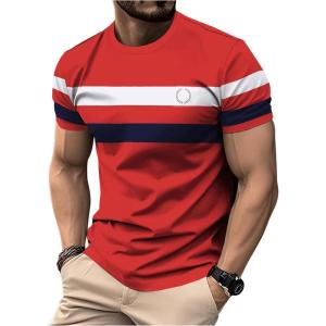 image:imageRoseSeek Mens Color Block Short Sleeve Tee Shirts Casual Crewneck T Shirt Trendy Summer TopsRed
