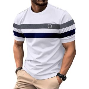 image:imageRoseSeek Mens Color Block Short Sleeve Tee Shirts Casual Crewneck T Shirt Trendy Summer TopsWhite