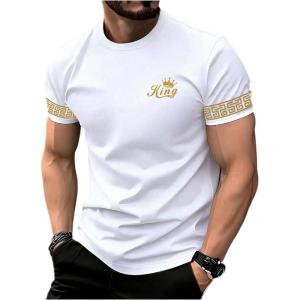 image:imageRoseSeek Mens Color Block Short Sleeve Tee Shirts Casual Crewneck T Shirt Trendy Summer TopsWhite and Yellow
