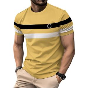 image:imageRoseSeek Mens Color Block Short Sleeve Tee Shirts Casual Crewneck T Shirt Trendy Summer TopsYellow